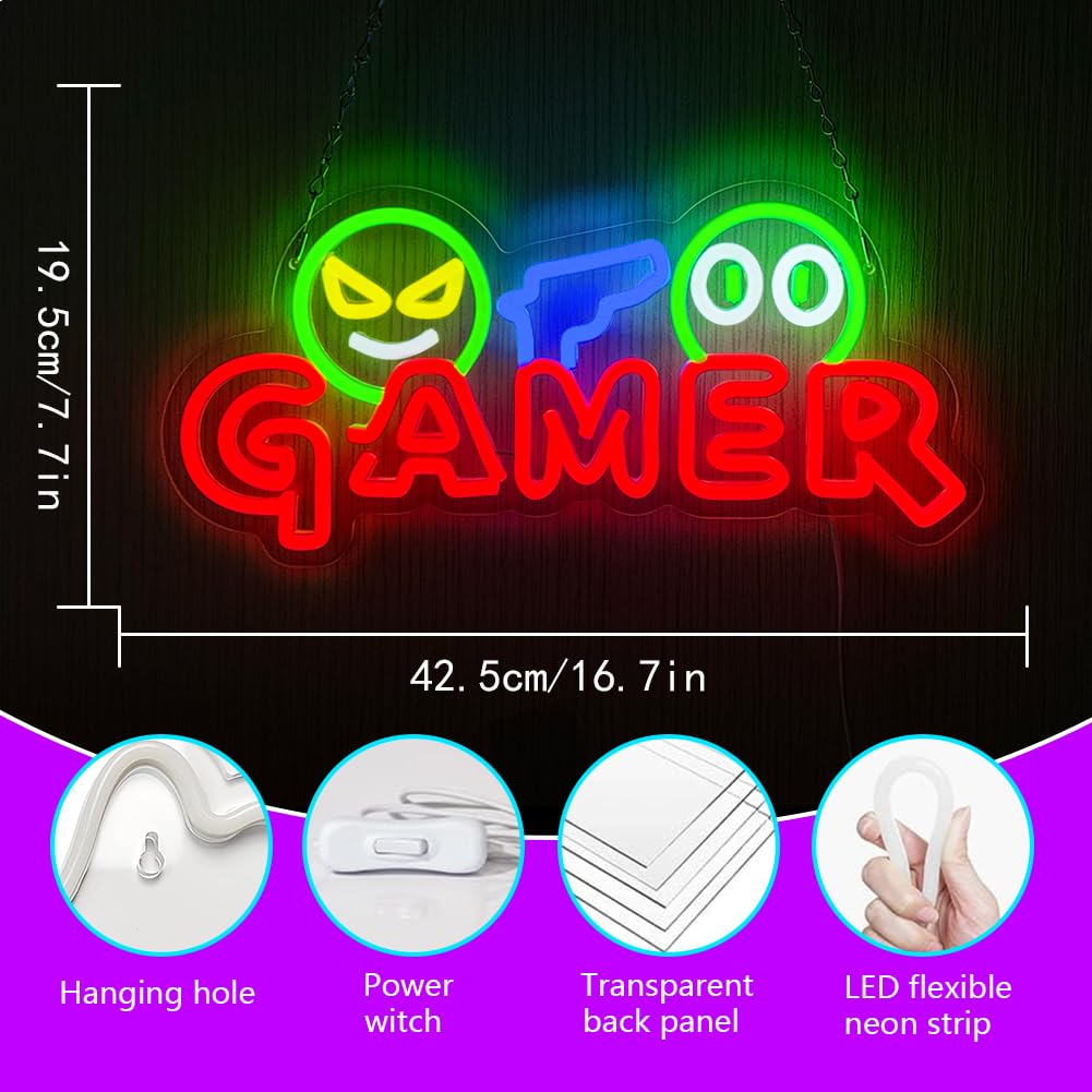 Gamer Neon Sign LED Wall Light - Party Games Baby Shower recension och pris