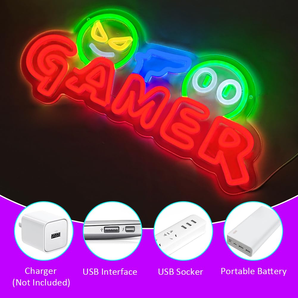 Gamer Neon Sign LED Wall Light - Party Games Baby Shower recension och pris