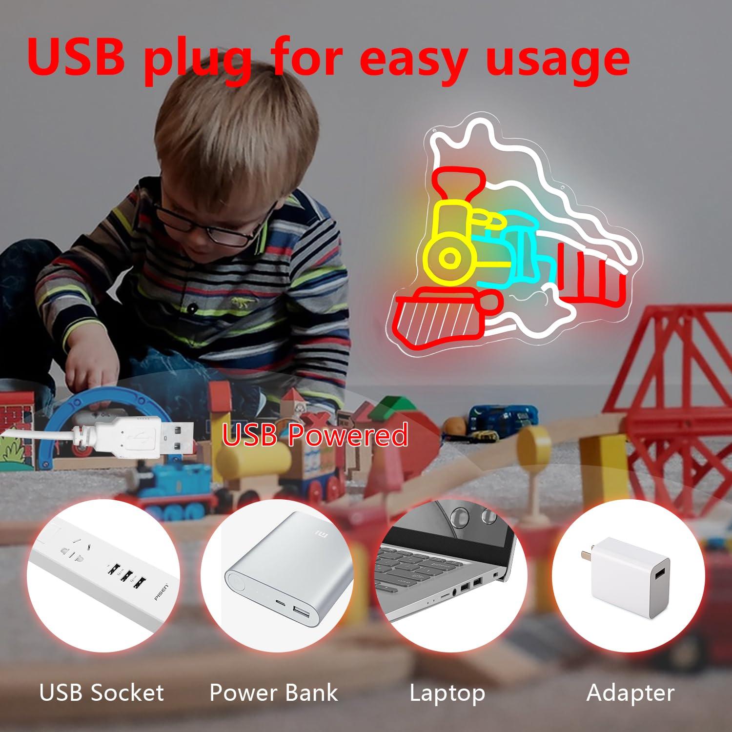 Steam Train Neon Sign USB Dimm - Party Games Steam Free recension och pris